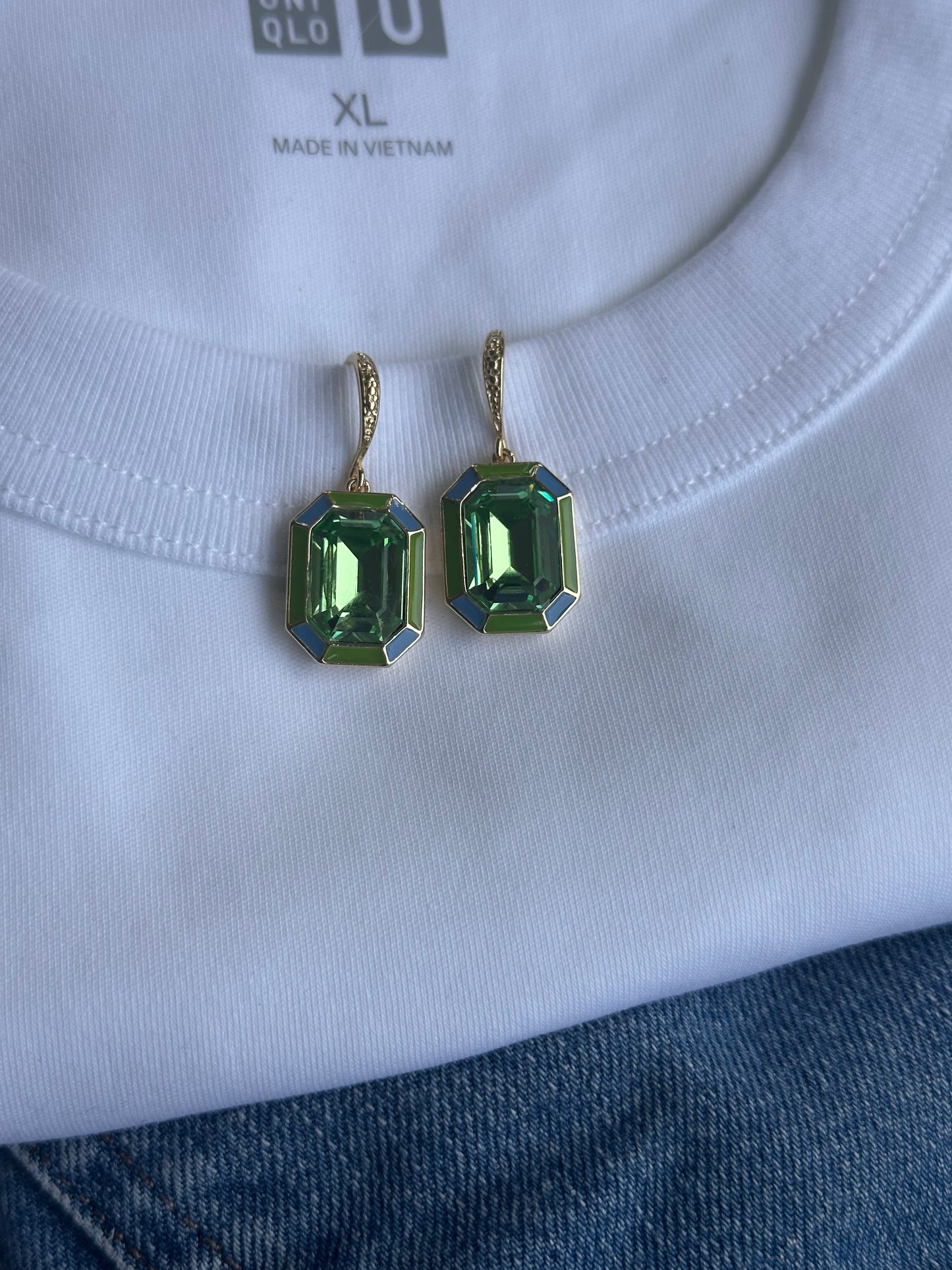 Cathedral Earrings in Green and Blue