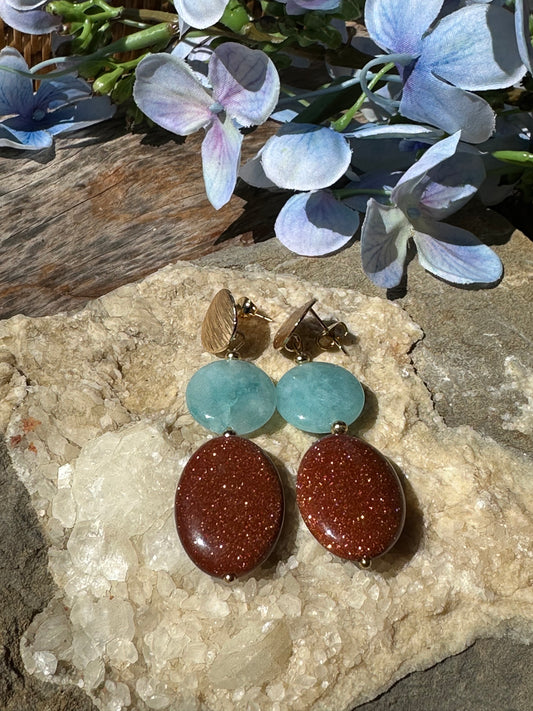 Amazonite and Golden Sandstone Earrings