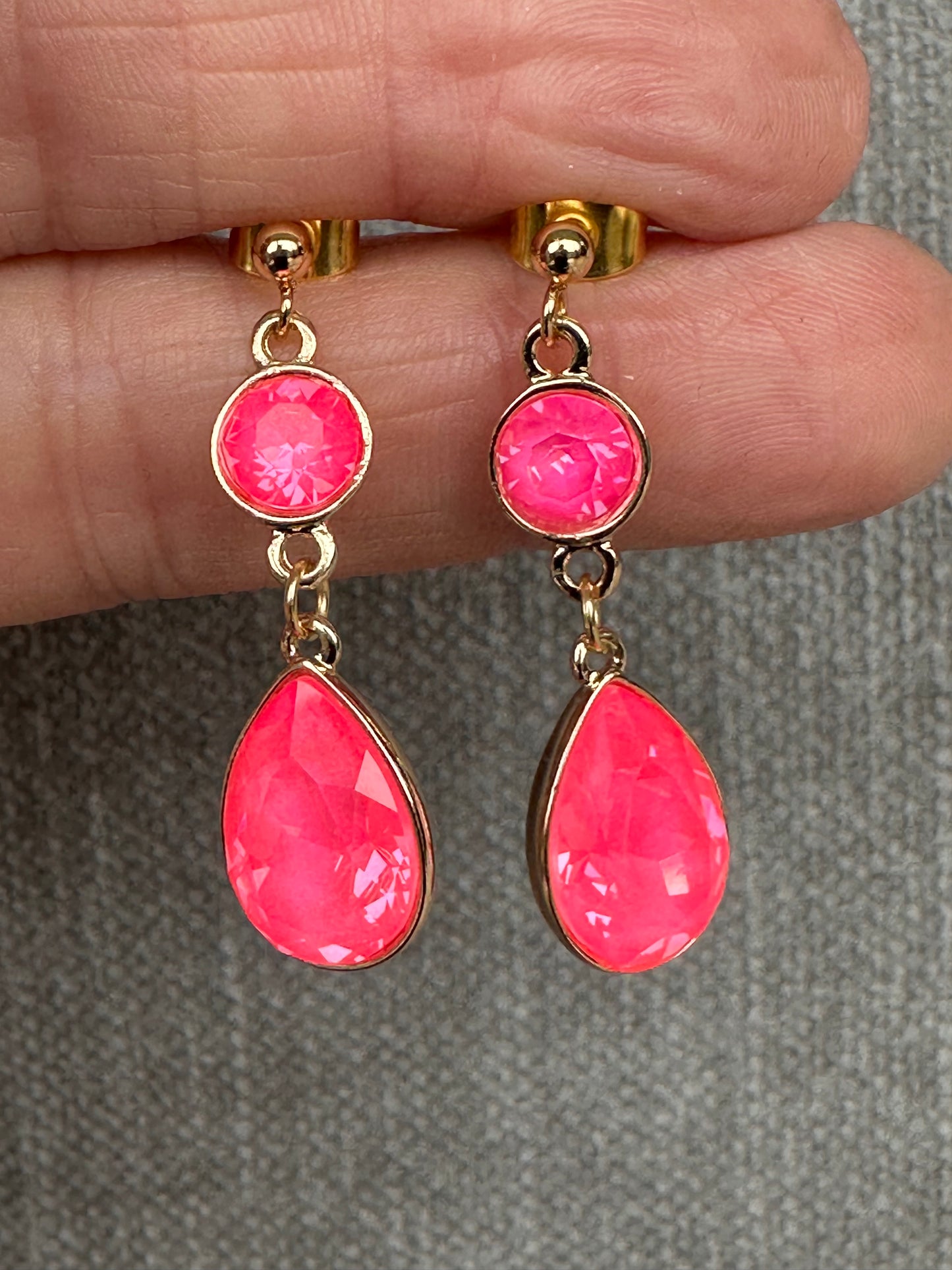 Hot Pink Crystal Earrings