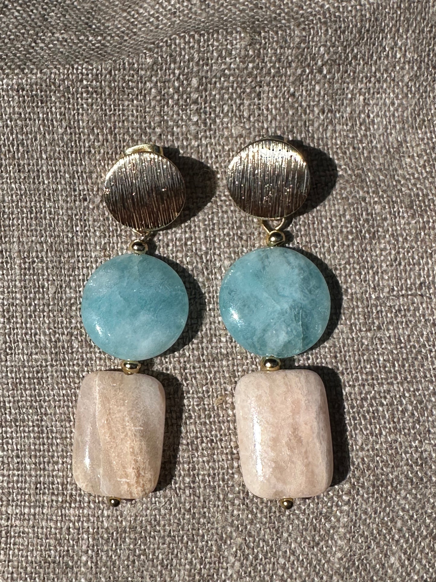Amazonite and Calcite Earrings