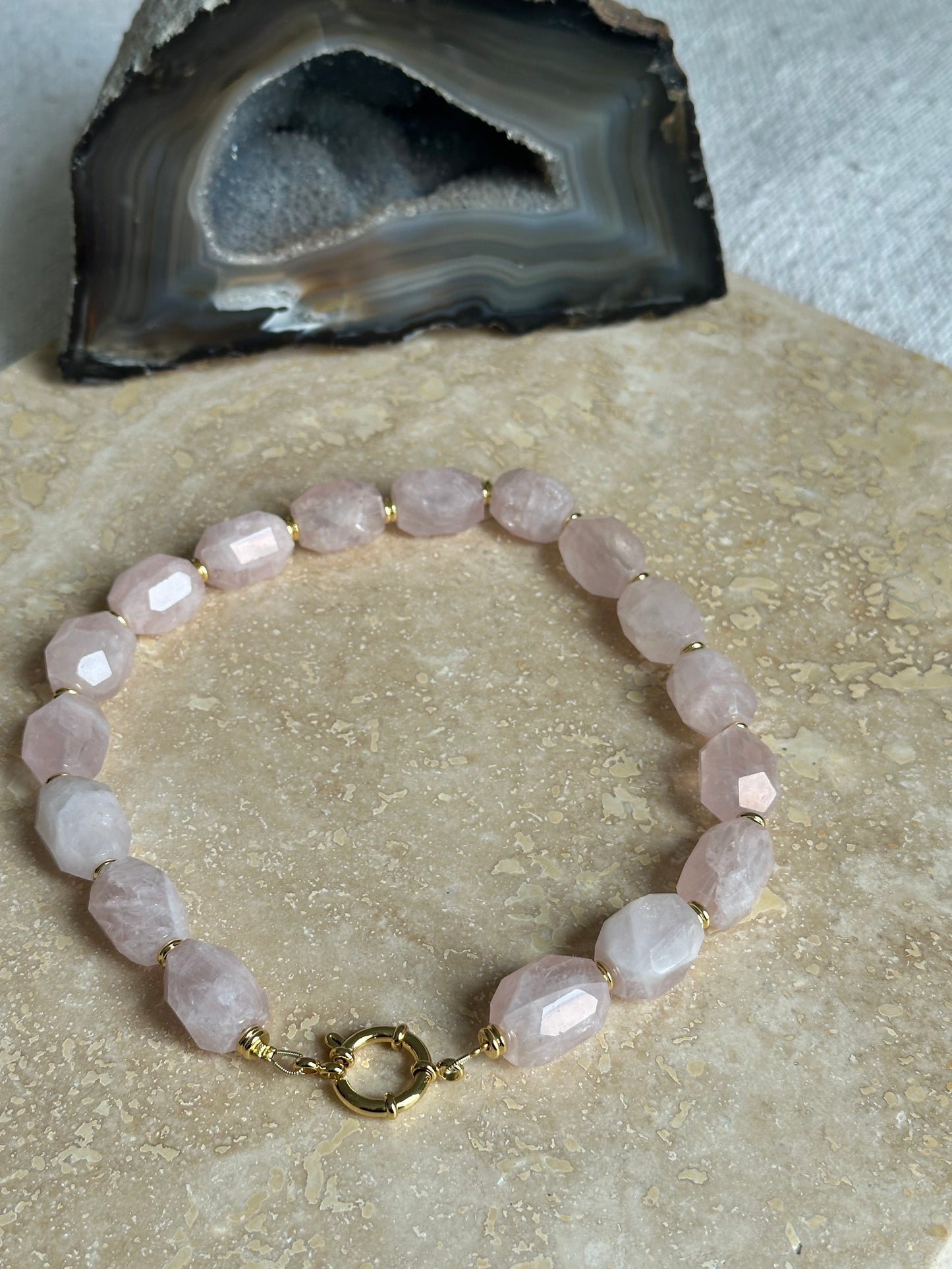 Short Rose Quartz Necklace