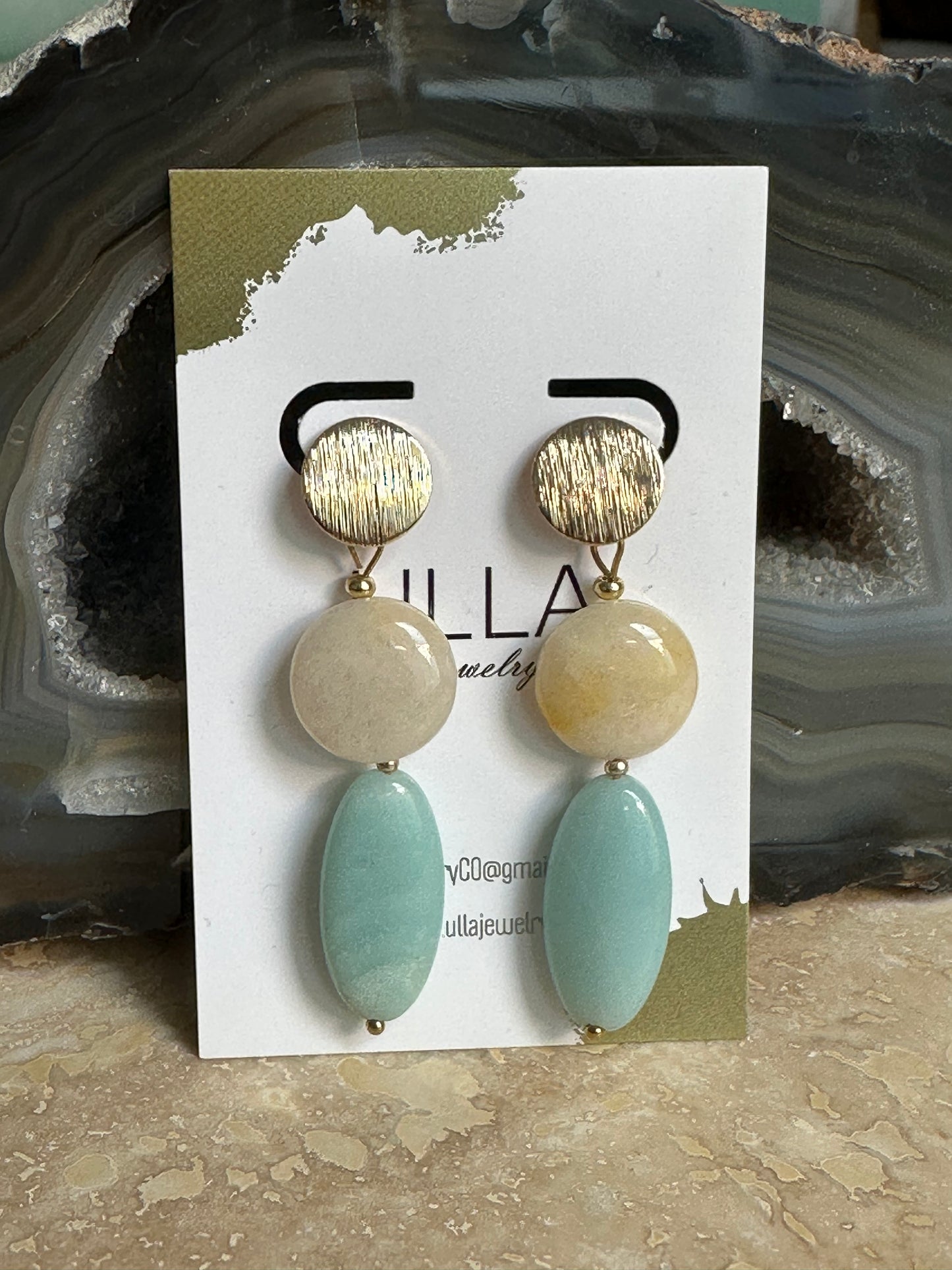 Agate and Amazonite Earrings