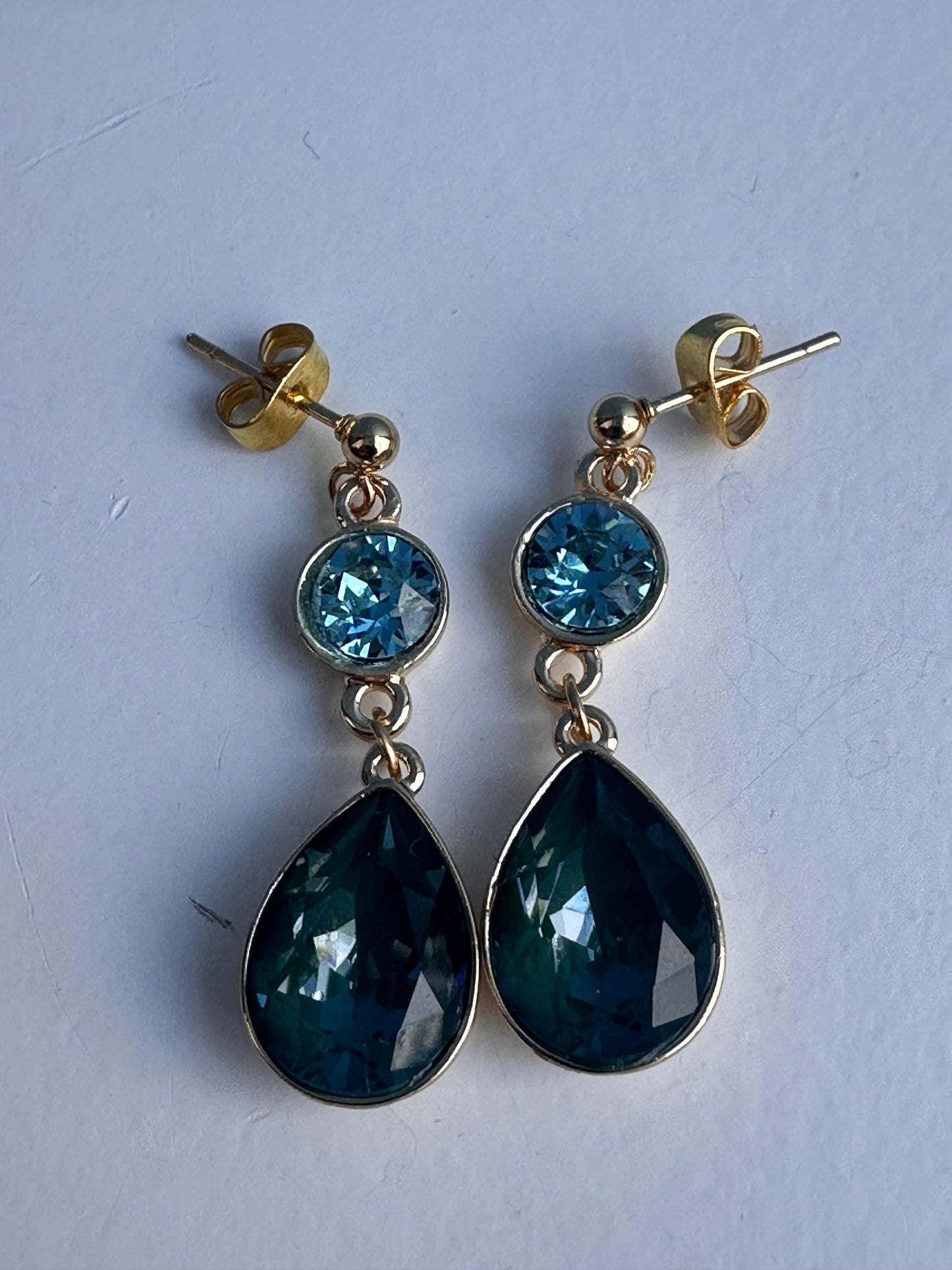 Two-Blue Crystal Earrings