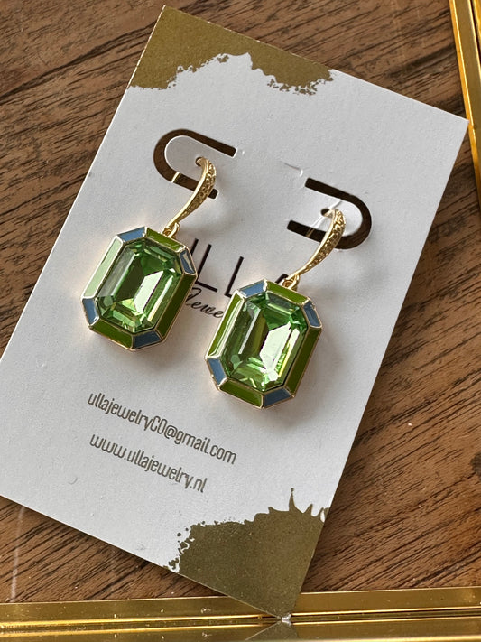 Cathedral Earrings in Green and Blue