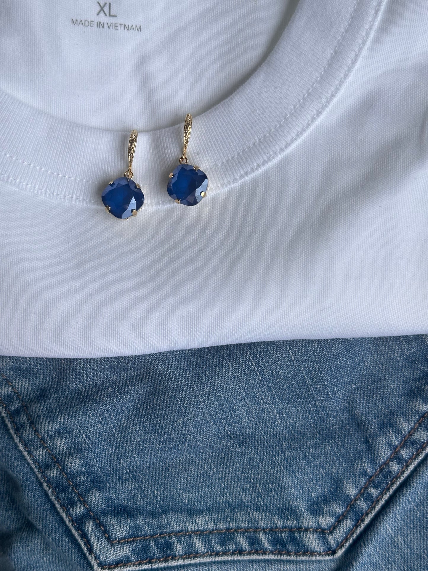 Dark Blue Crystal Earrings