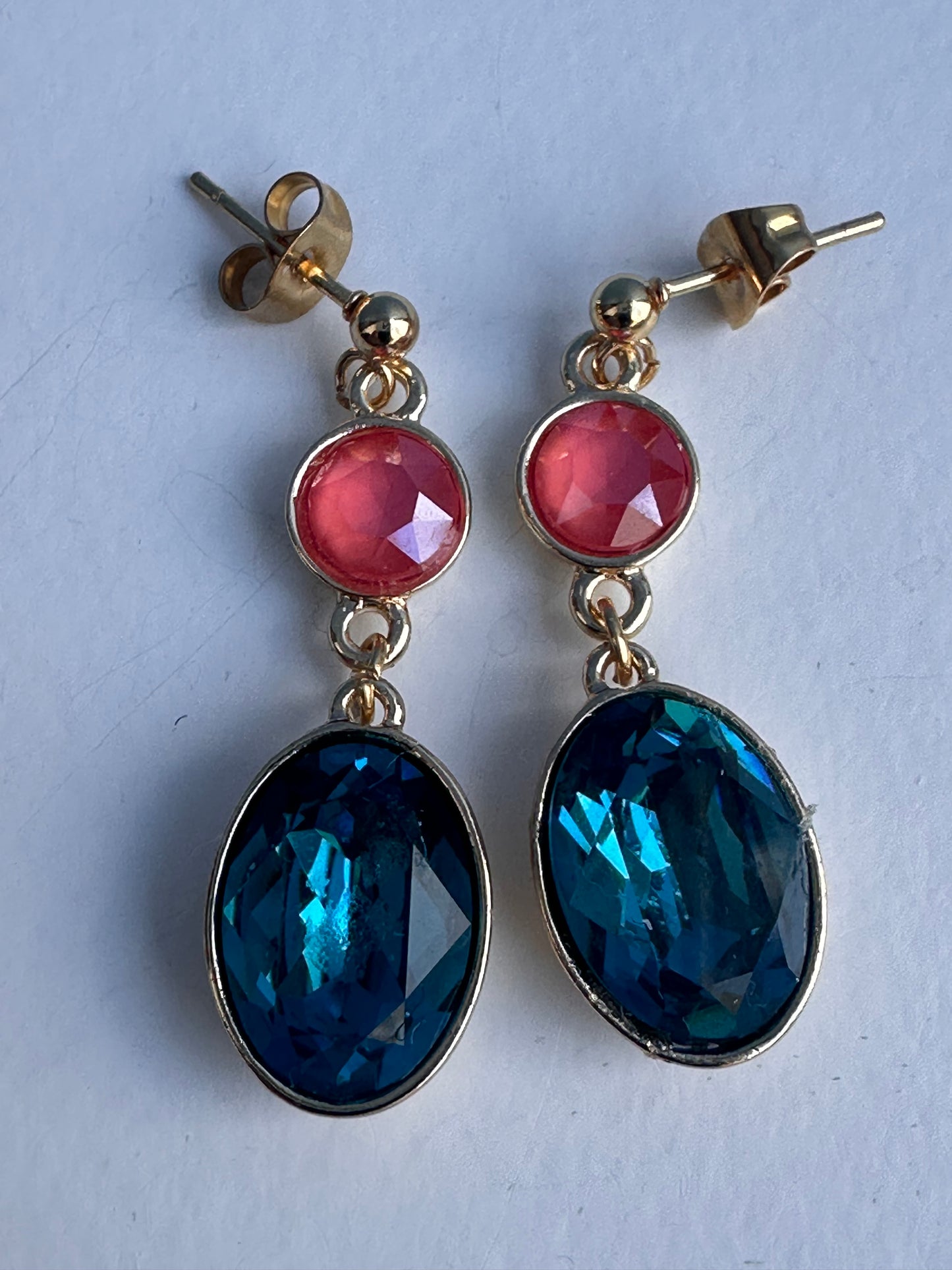 Orange and Blue Crystal Earrings