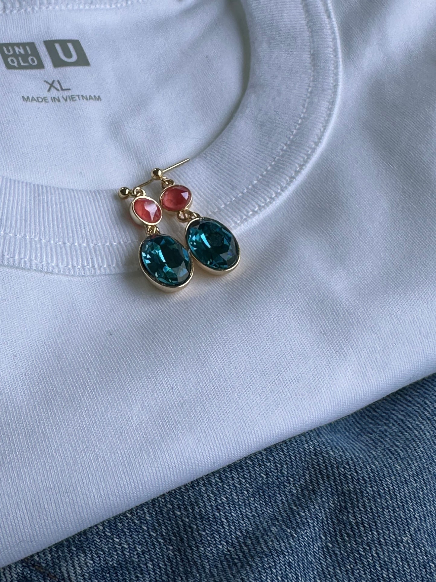 Orange and Blue Crystal Earrings