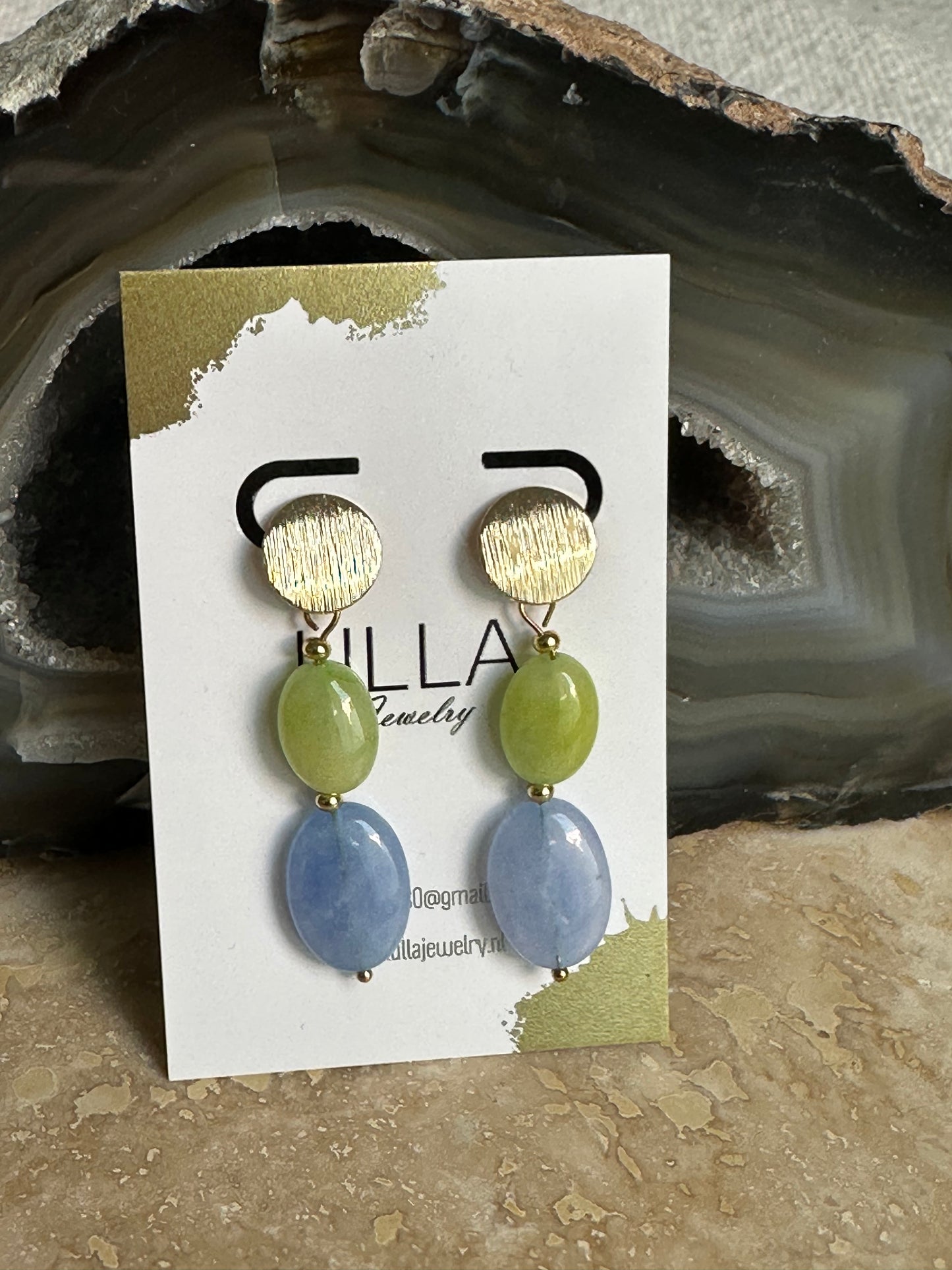 Green and Blue Jade Earrings